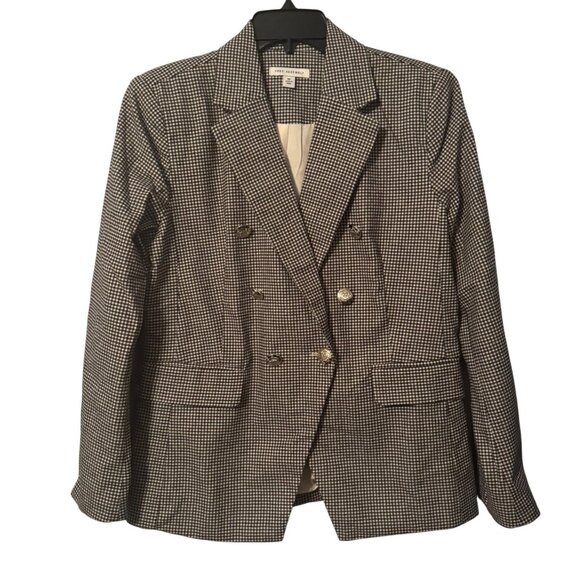 Free Assembly Womens Houndstooth Blazer Jacket Size M Cotton/Spandex Blend Doubl - Picture 2 of 12